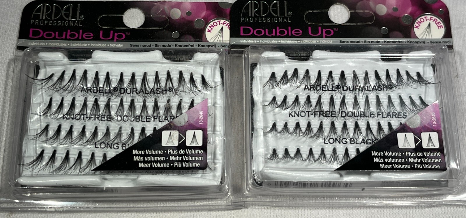 (2 PACK) Ardell Double Up Individual Eyelashes, Knot-Free Long Black, 56 count