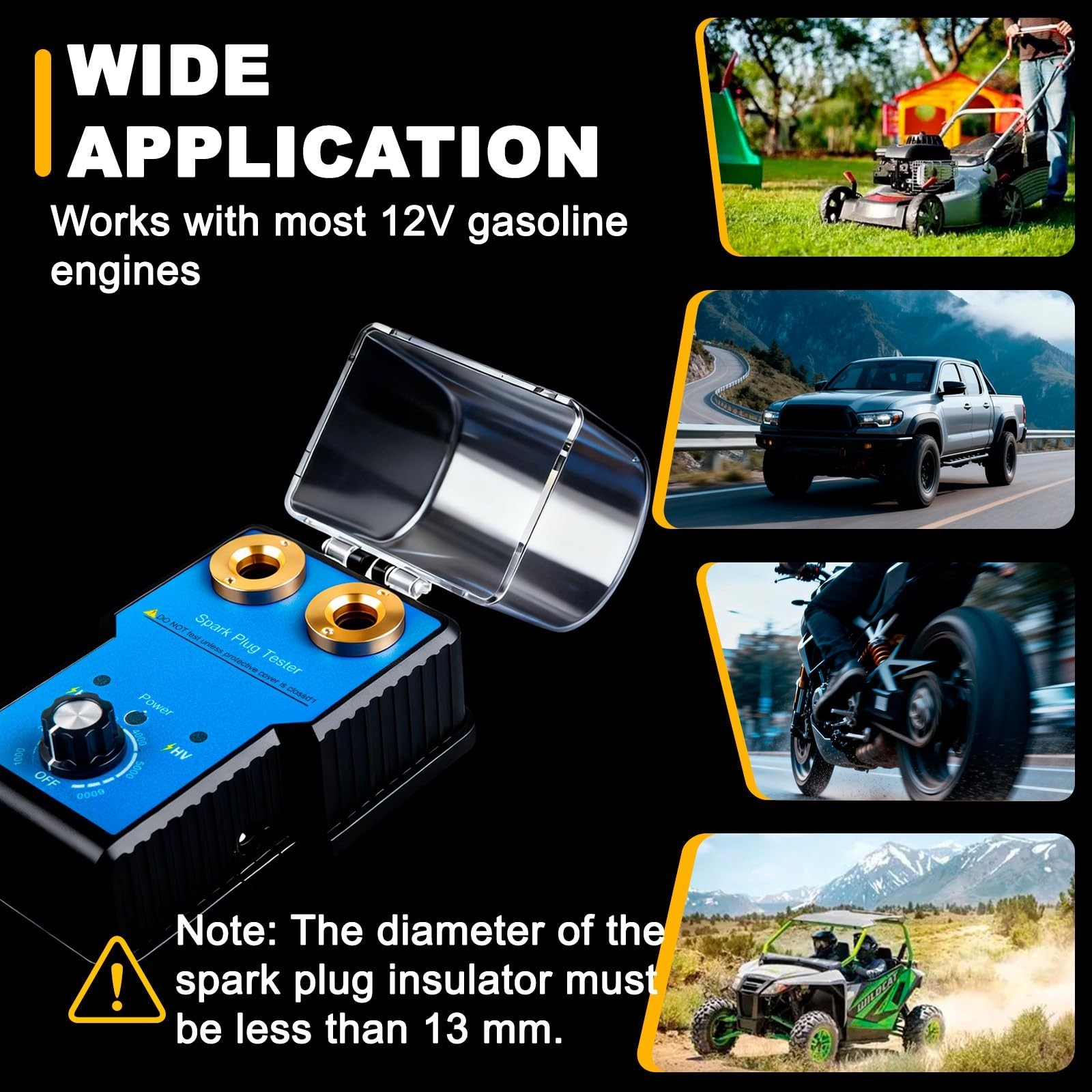 Spark Plug Tester Kit with Adjustable Gap Tool & Ignition Coil Tester for 12V Ga
