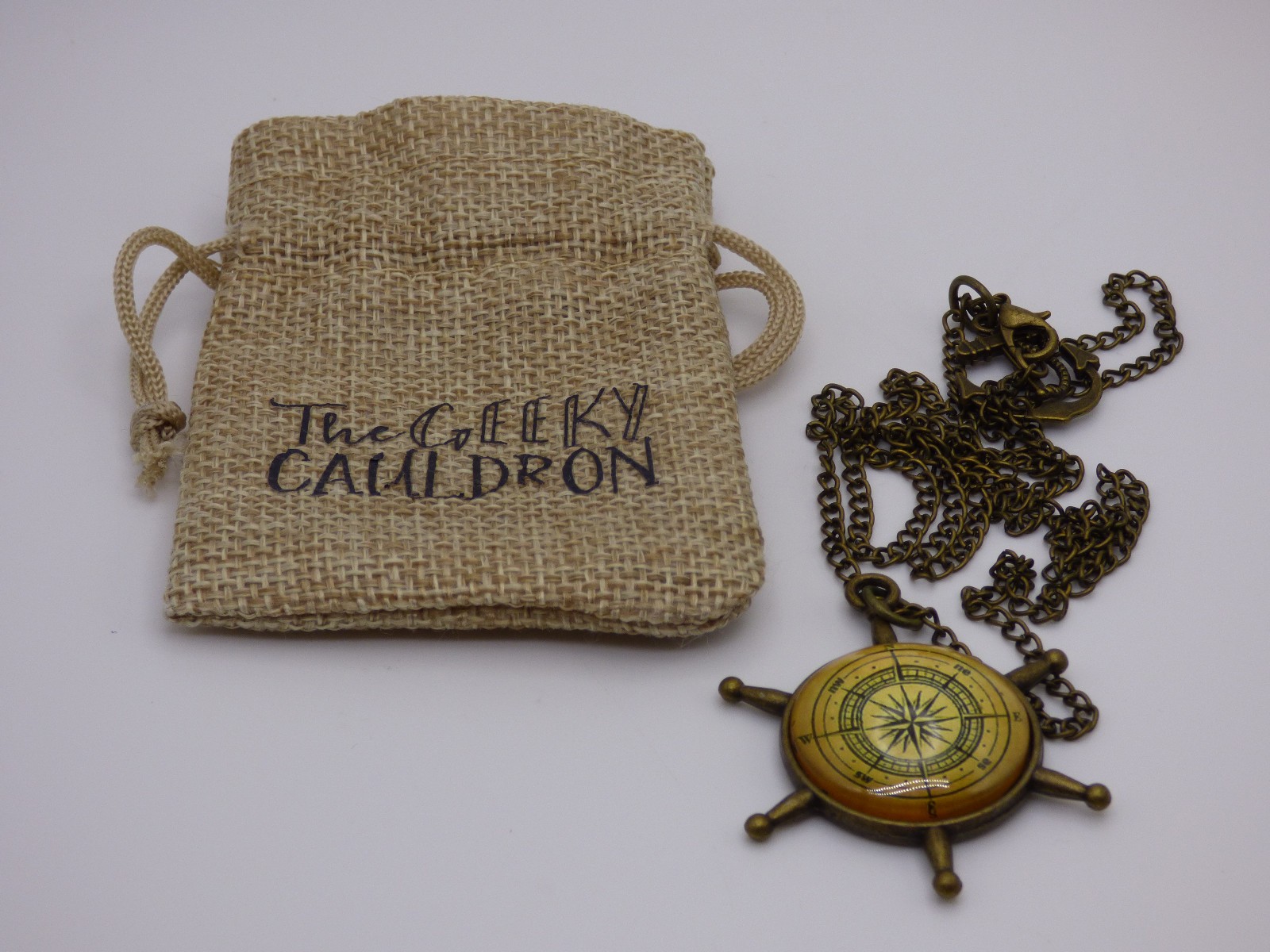 The Geeky Cauldron - Nautical Ship Wheel / Compass Pendant Necklace - 28" in