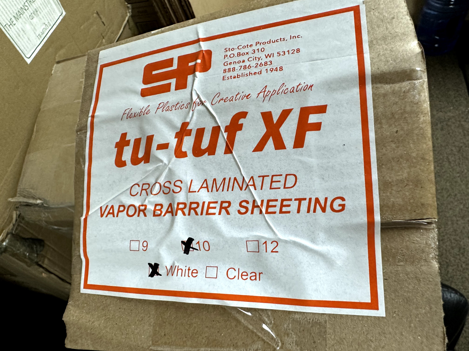 Tu-Tuf XF #4 White 10X100 Vapor Barrier No VOC