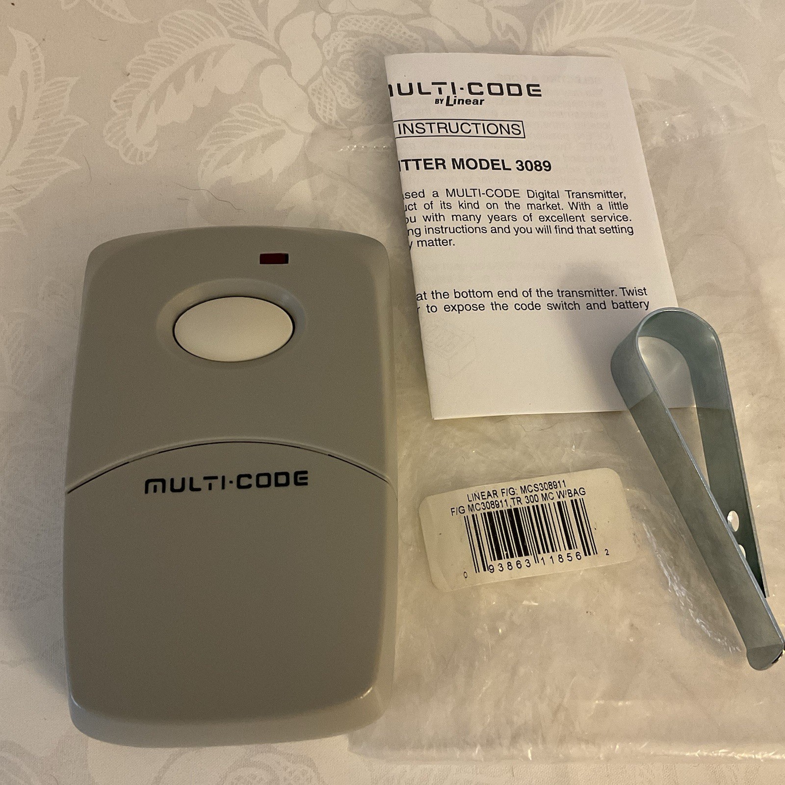 Multi-Code Linar 308911 One Button Garage Door Opener Remote Control/Booklet New