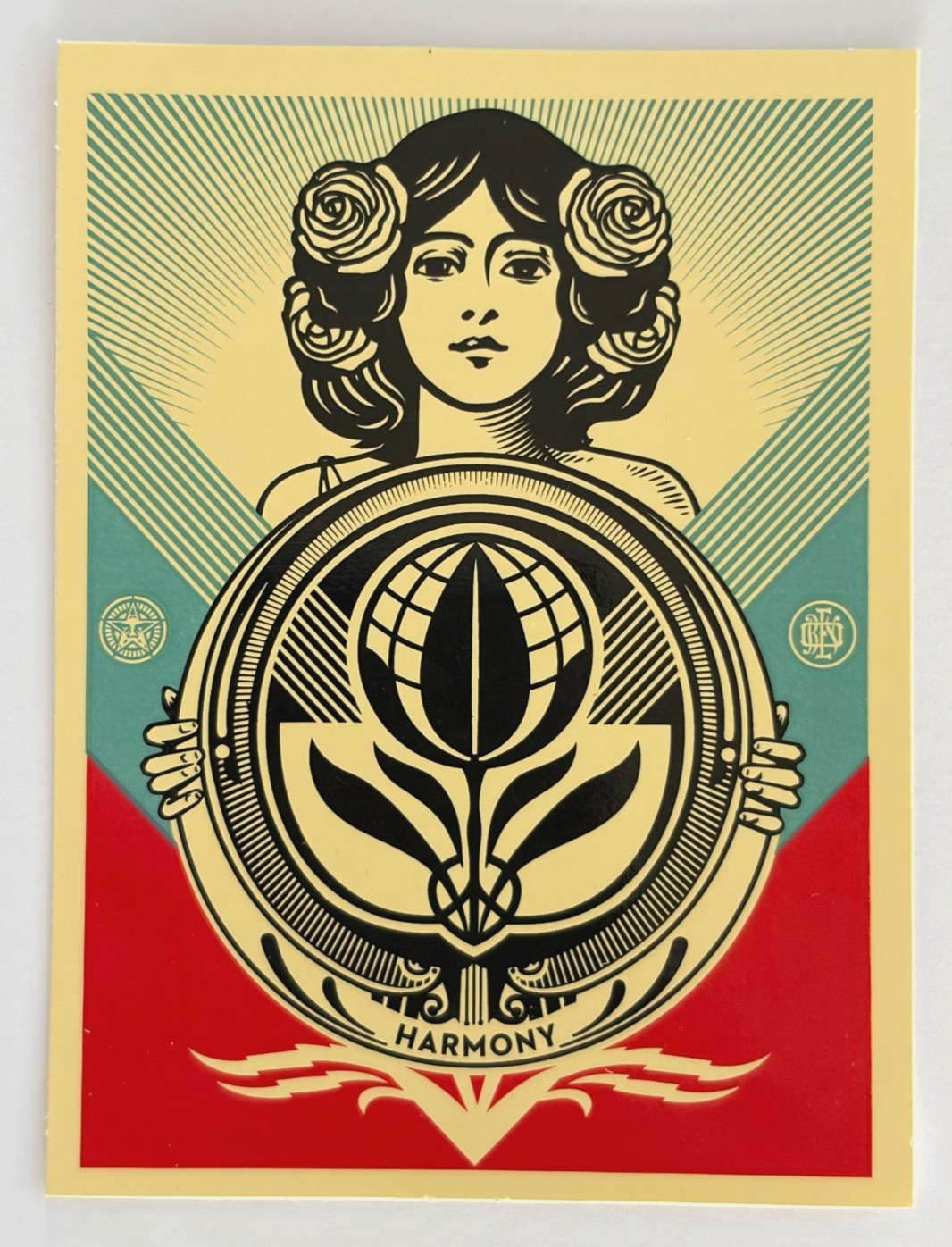 OFFICIAL SHEPARD FAIREY OBEY GIANT HARMONY VINYL STICKER 3" x 4" NEW