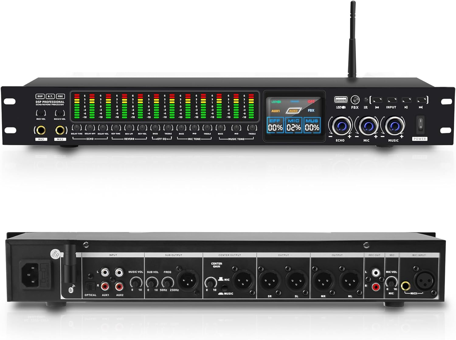 K-6 Professional KTV Digital Pre-Stage Effector Anti-Howling Audio Processor Kar