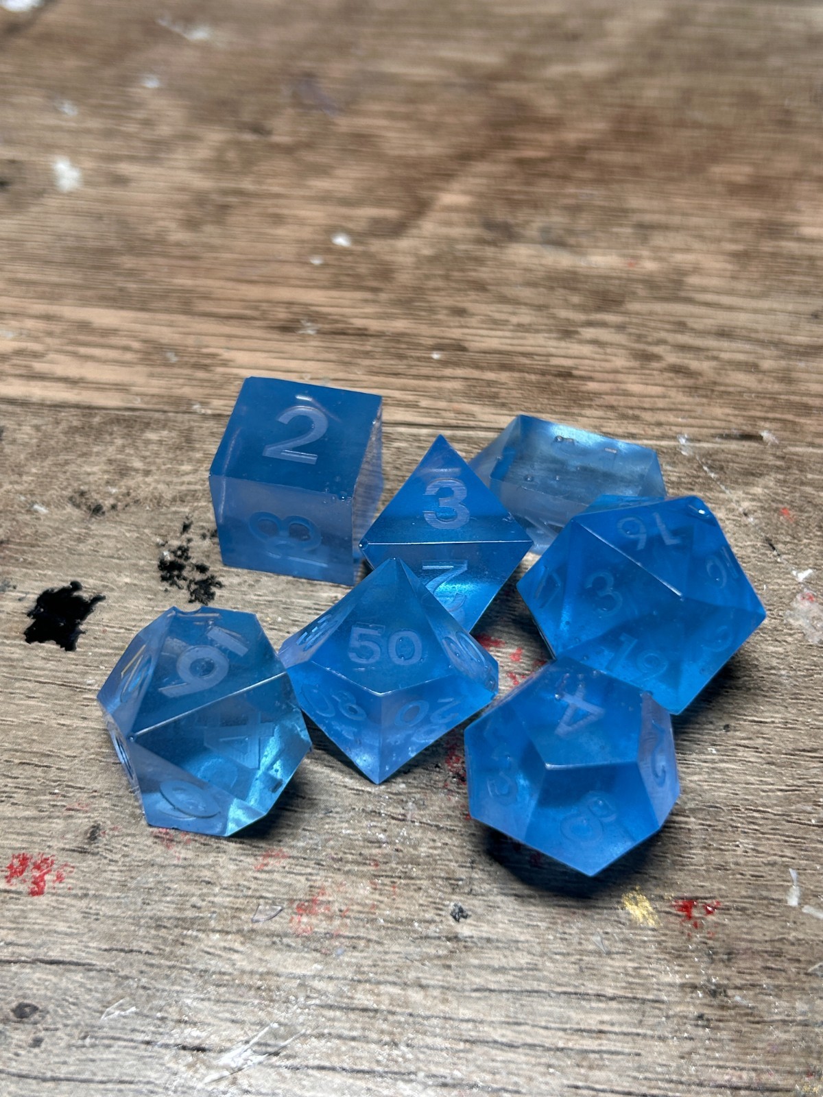 RAW* Dice: Blue, Glow In The Dark _ Resin Set  *See Description* D&D