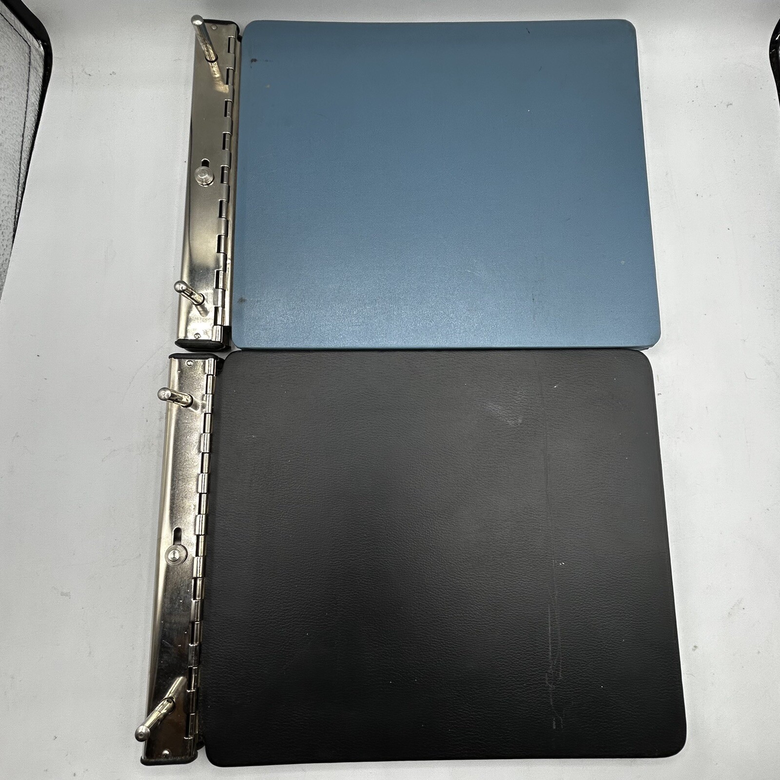 Vintage Medical Patient Chart Binder Metal Vinyl Blue Black