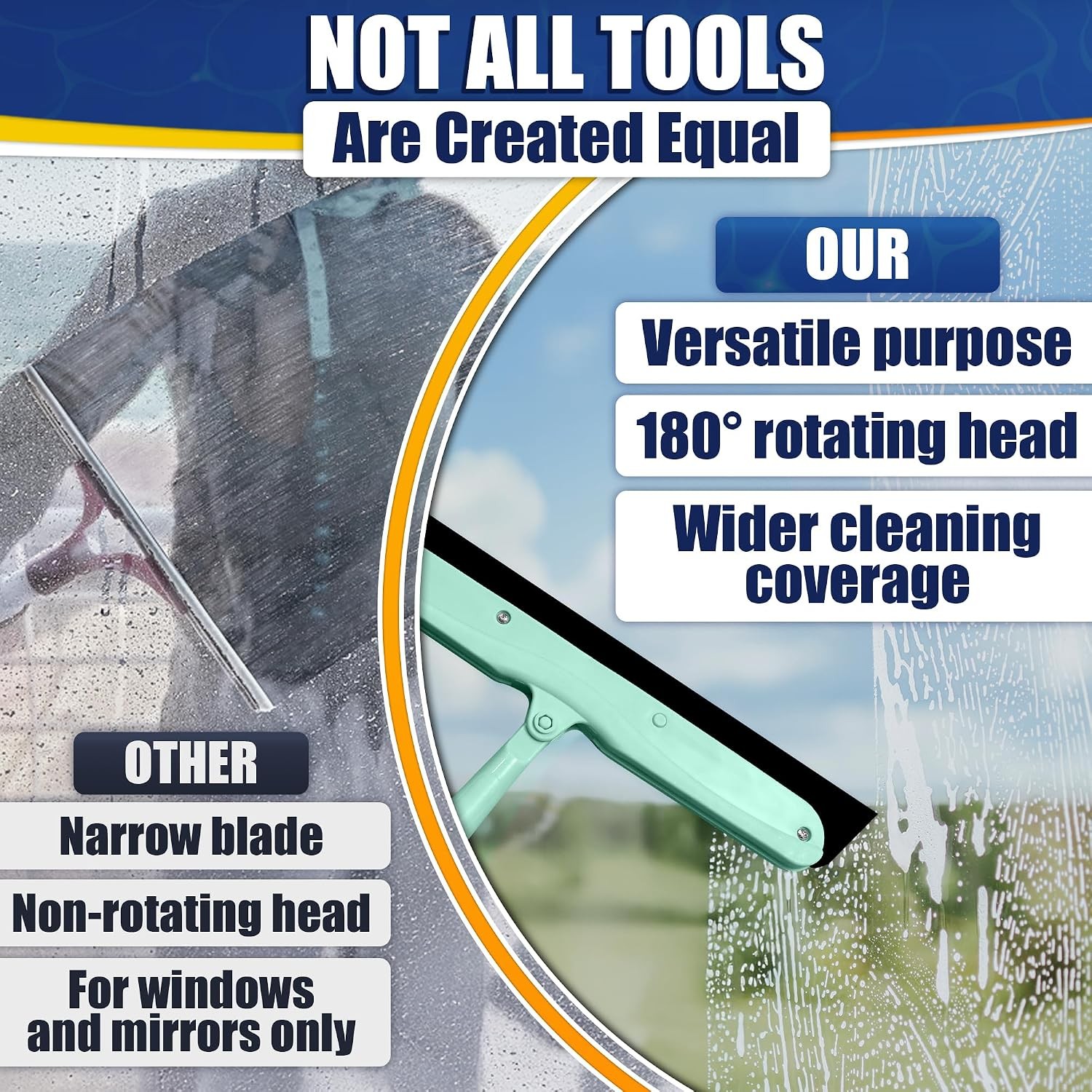 Floor Squeegee - 34.5" Telescoping Squeegee for Window Cleaning with Durable
