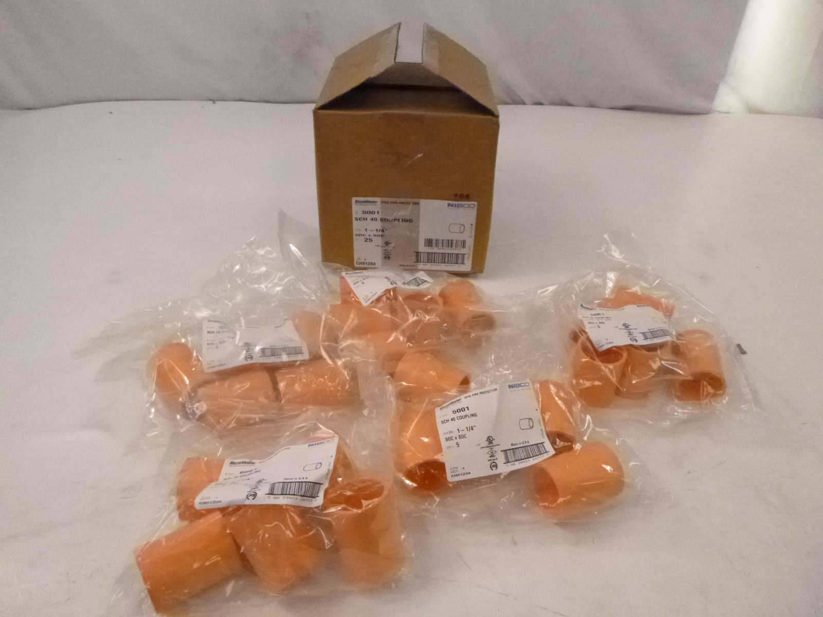 25 Pack Nibco BlazeMaster 5001 CPVC 1-1/4" Slip Plastic Coupling SCH40
