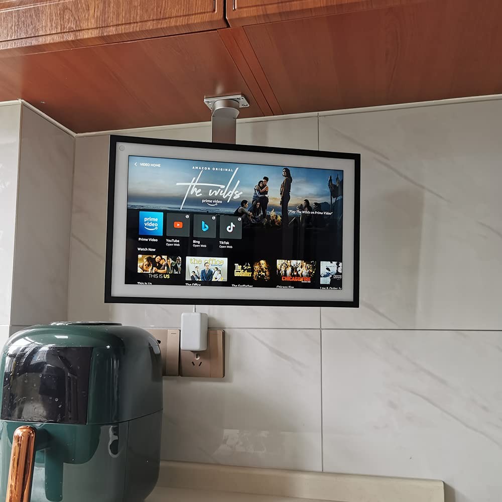 Silver Under-Cabinet Mount for Echo Show 15 Ceiling Mount Bracket 026-02