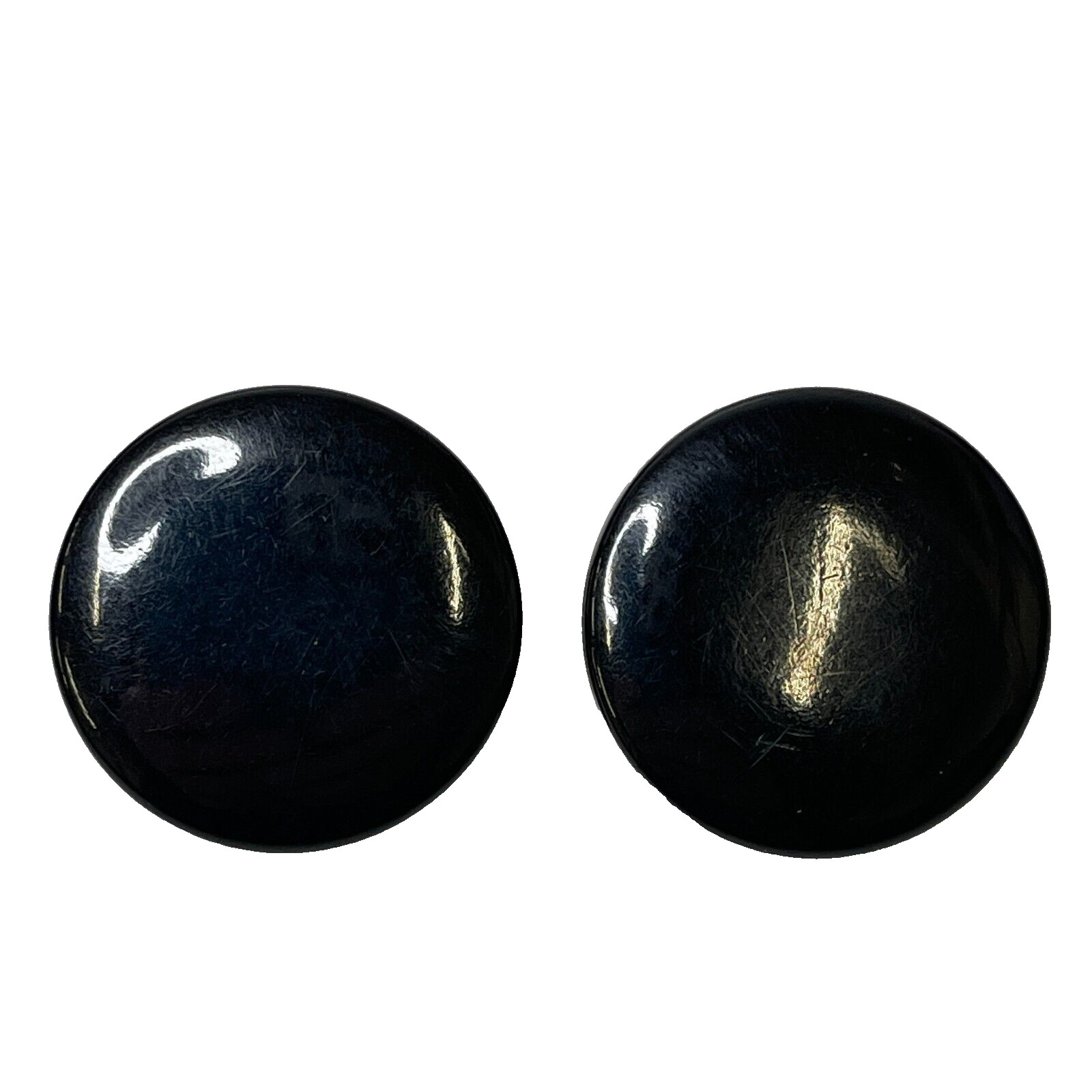 Vintage Round Black Colored Silver Tone Clip On Earrings Womens Fashion Jewelry
