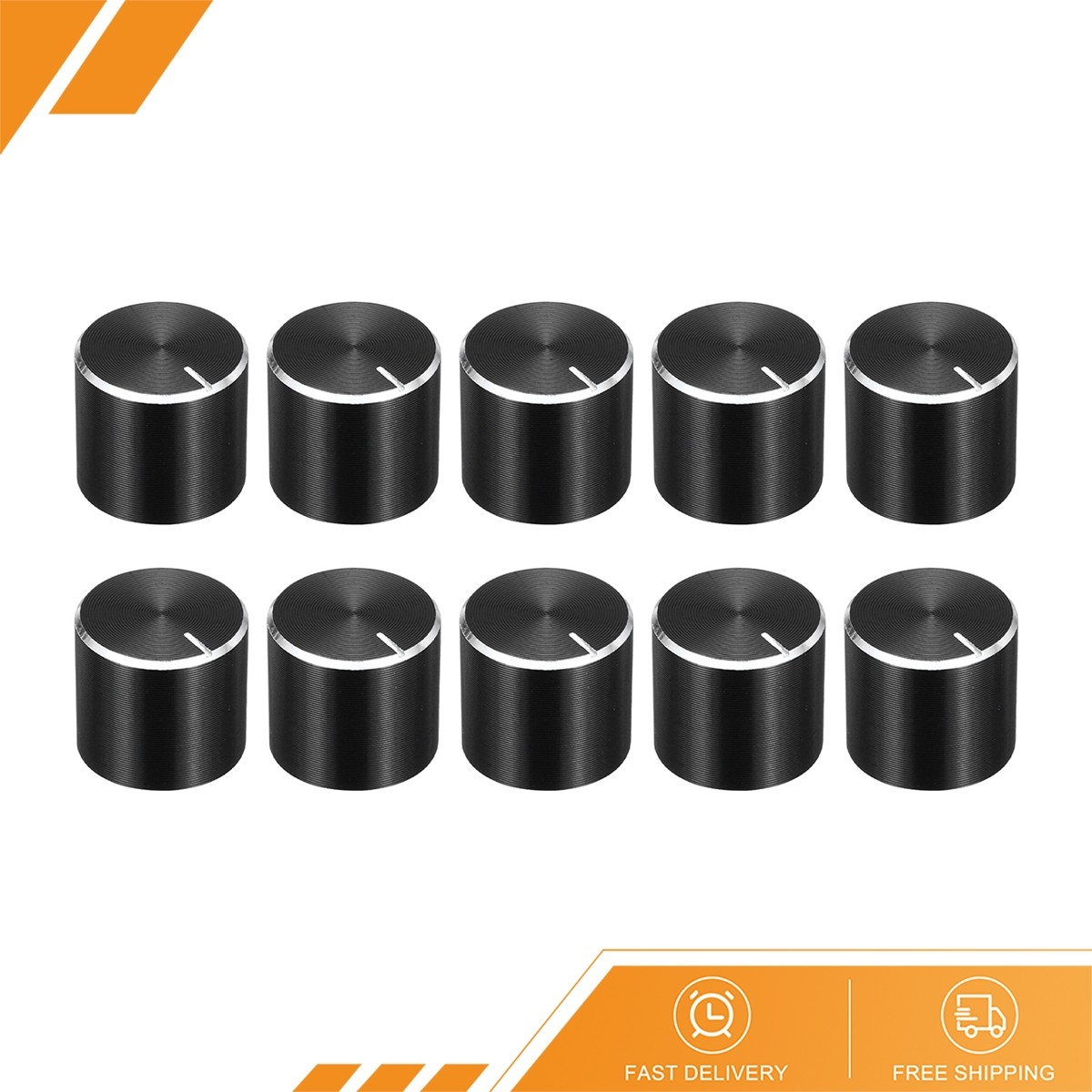 10pcs Potentiometer Knob Knurled Shaft Black Aluminum 6mm Shaft Dia. Rotary Knob