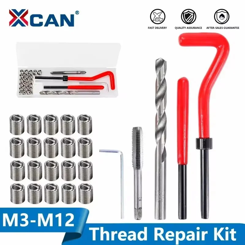 Thread Repair Tool 25pcs M3/M4/M5/M6/M7/M8/M10/M12/14 for Restoring Damaged Thr