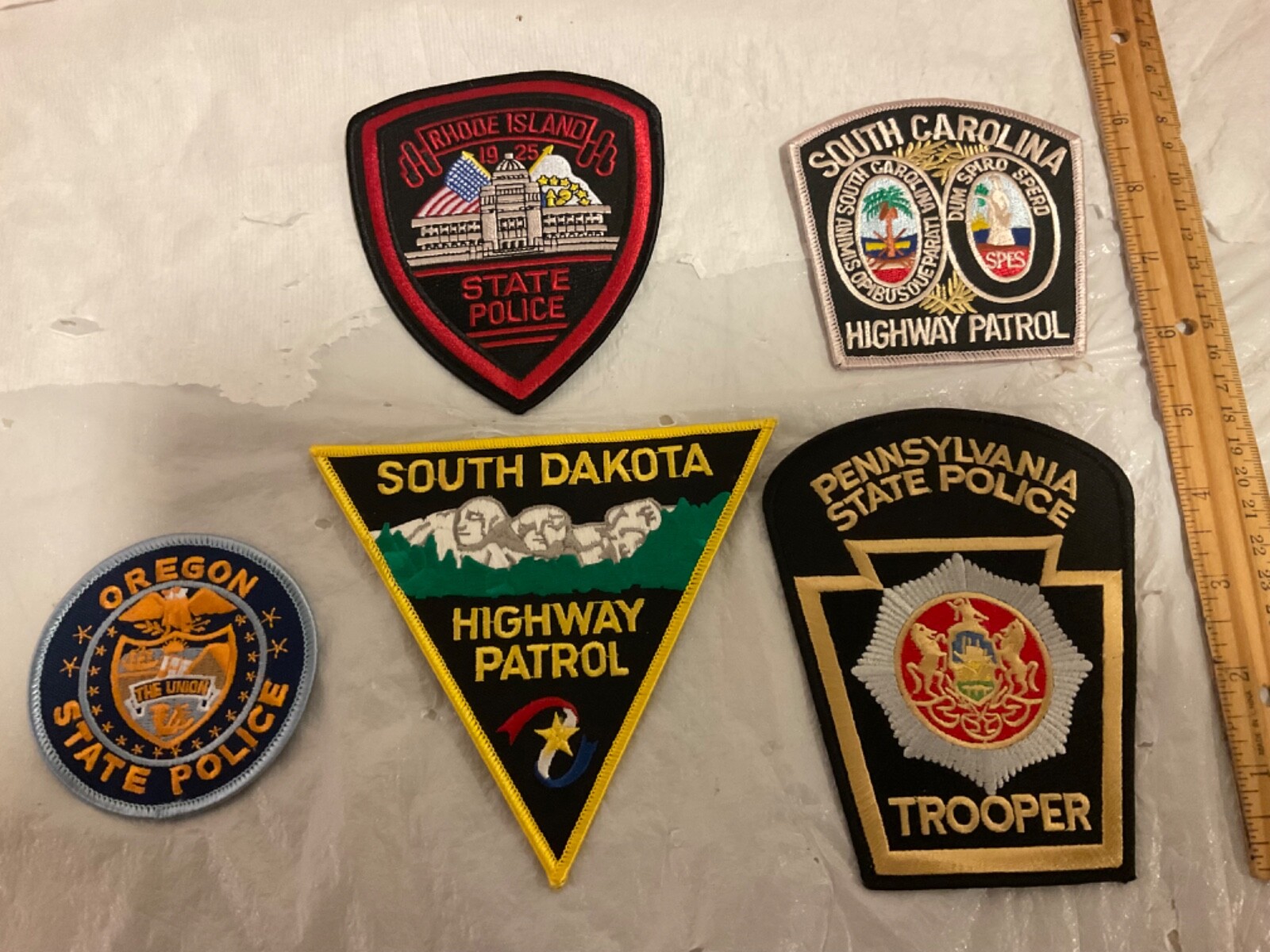 State Law Enforcement patches All different 5 piece set. All new.Full size