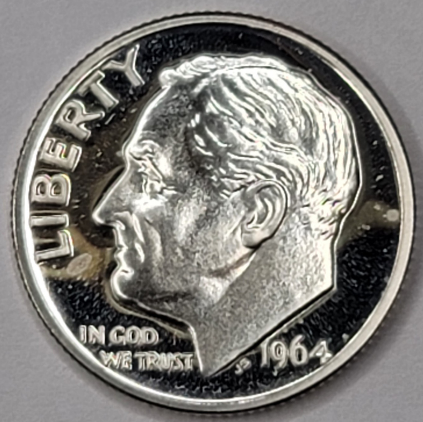 1964 Gem Proof Cameo 90% Silver Roosevelt Dime - Milk Spots