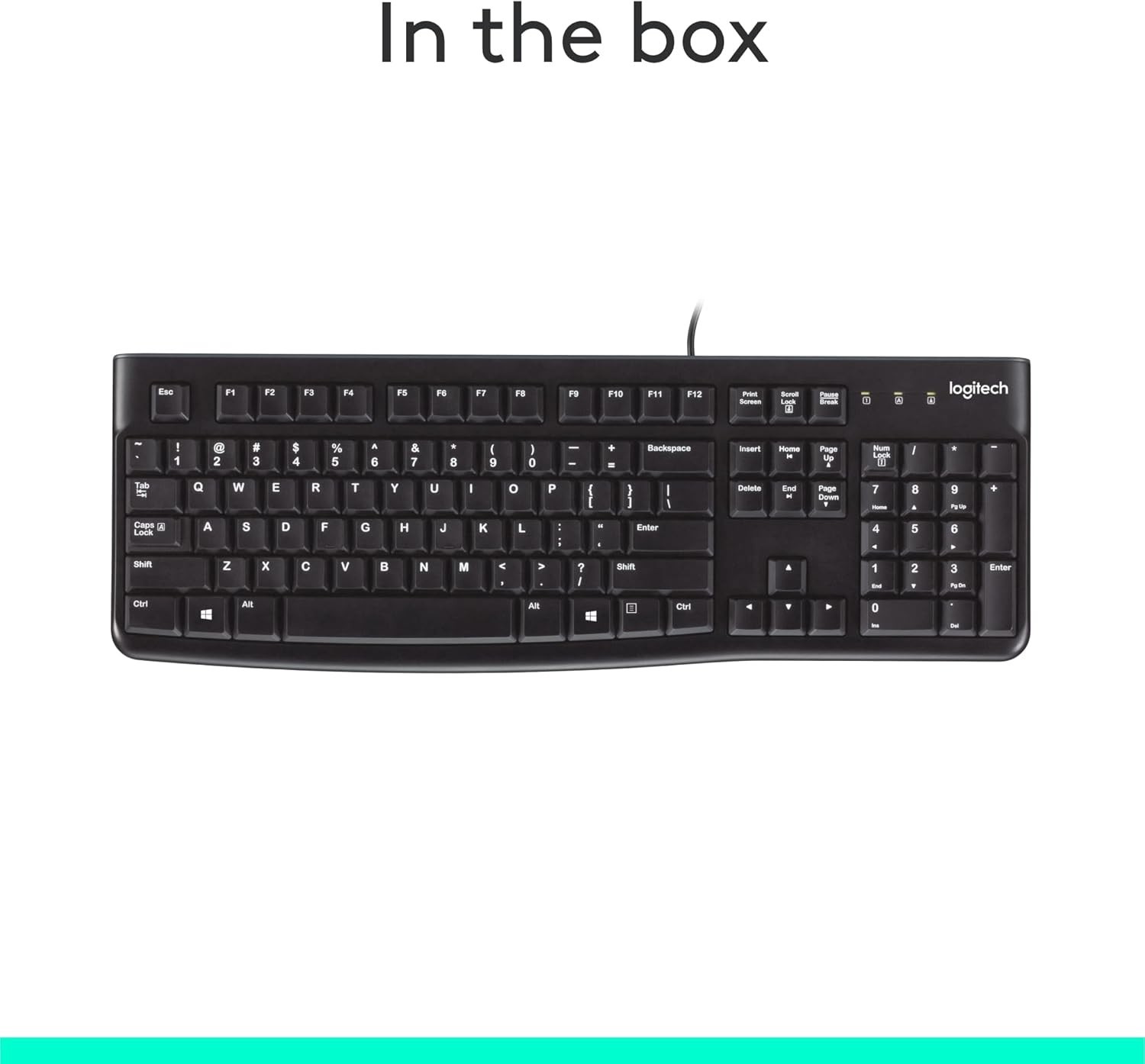 K120 Wired QWERTY Keyboard - Easy Setup, Spill-Resistant, Eco-Friendly Design