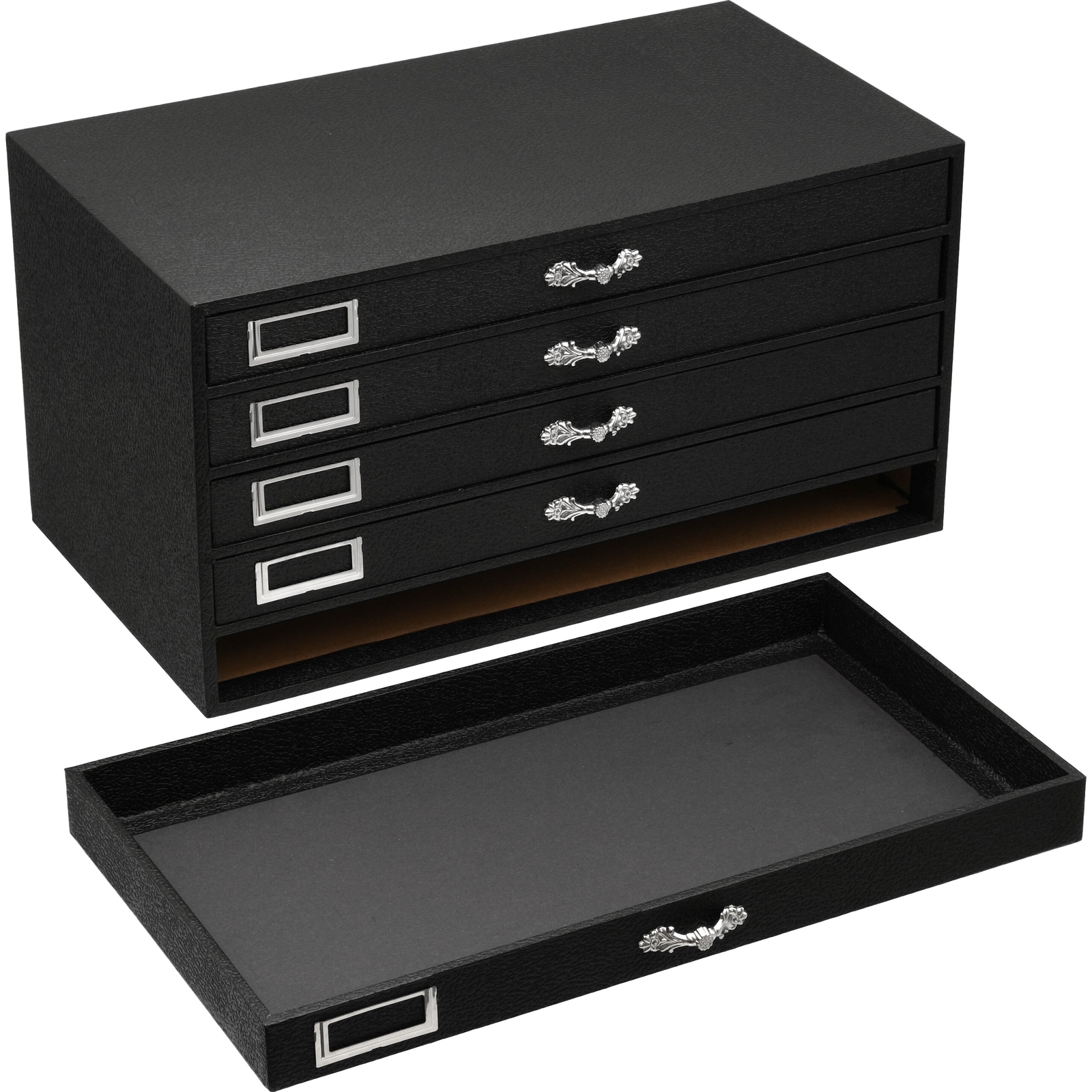 5 Drawer Jewelry Display Box Black New 2 Pcs