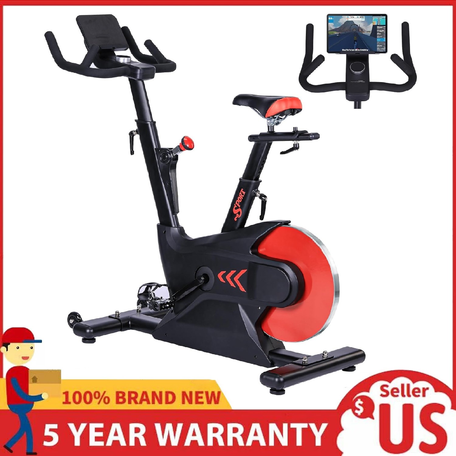 Home Exercise Bike Quiet Stationary Bicycle Fitness Cycling Bike Cardio Workout
