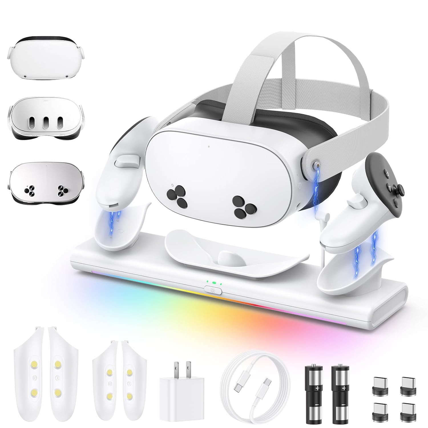 Charging Dock for Meta Quest 3S/3/2 with PD 20W Fast Magnetic Charger Stand