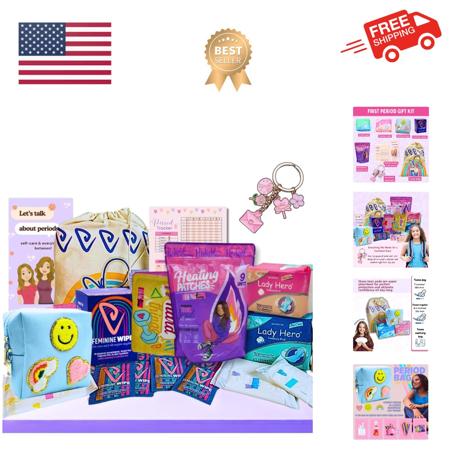 Period Kit for Tweens - First Period Kit for Girls 9-12 10-14 for School- Com...