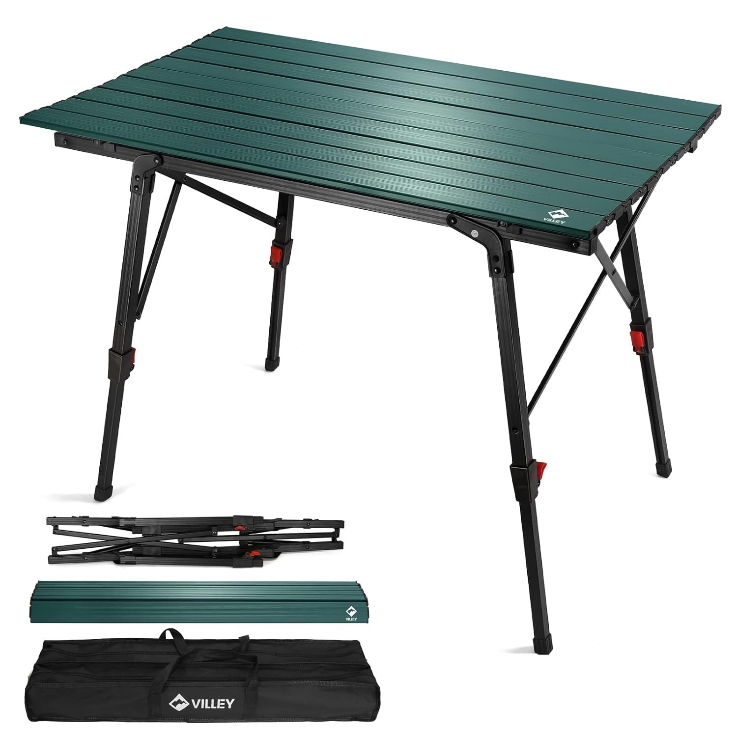 Lightweight Aluminum Portable Camping Table with Adjustable Height Legs