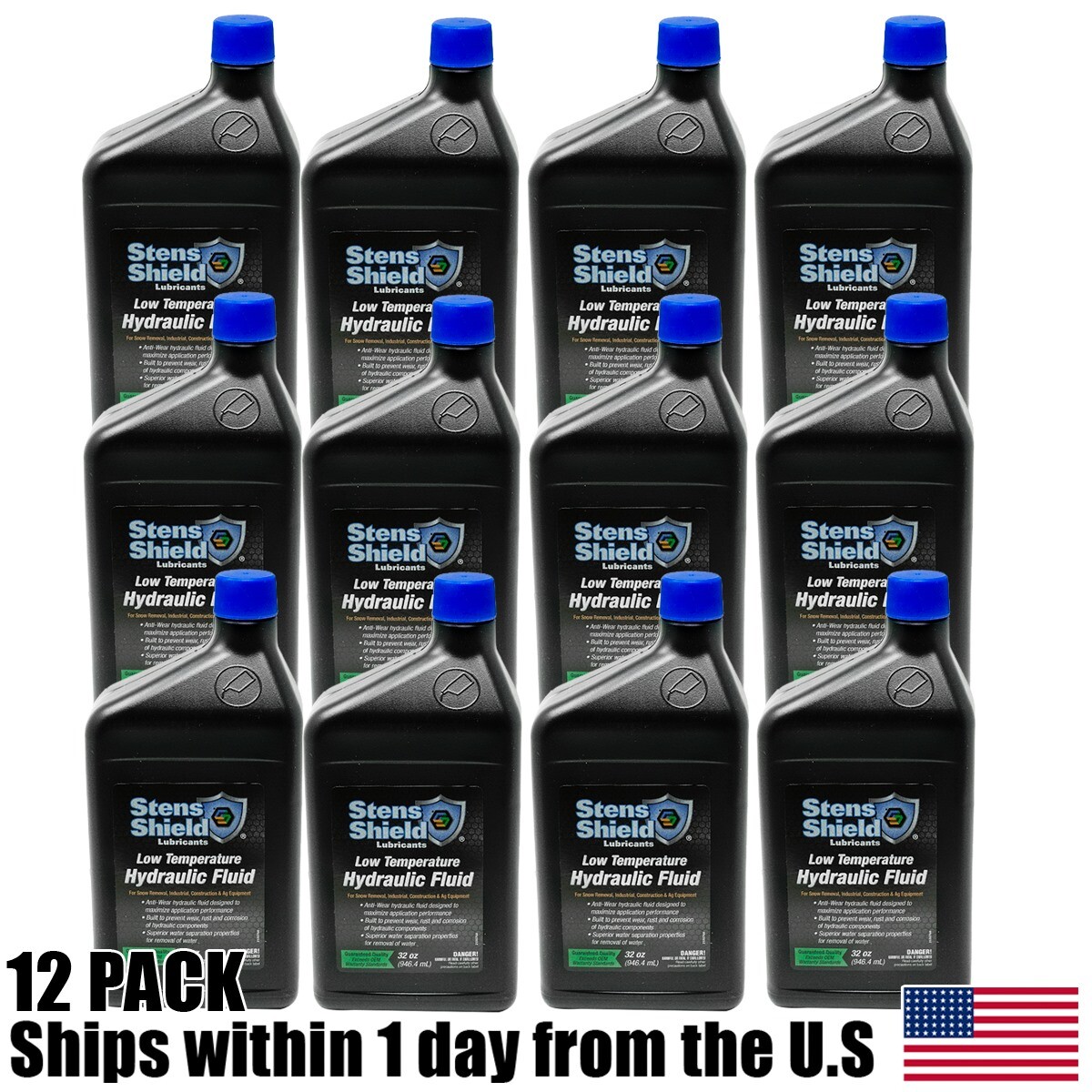 12PK Stens Shield Low Temperature Hydraulic Fluid 770790 32 oz.