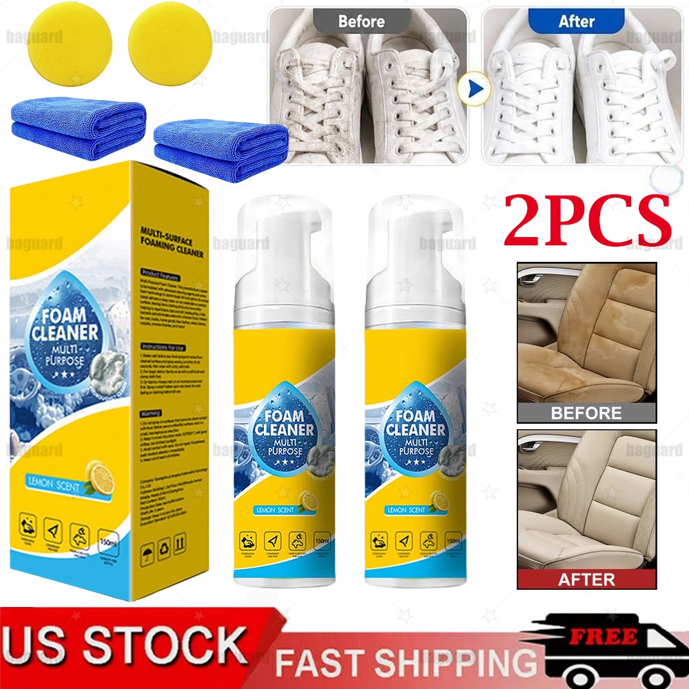 2X 4-in-1 Multi-Enzyme Foam Cleaner, All-Purpose Spray 10oz with Sponge & Towel