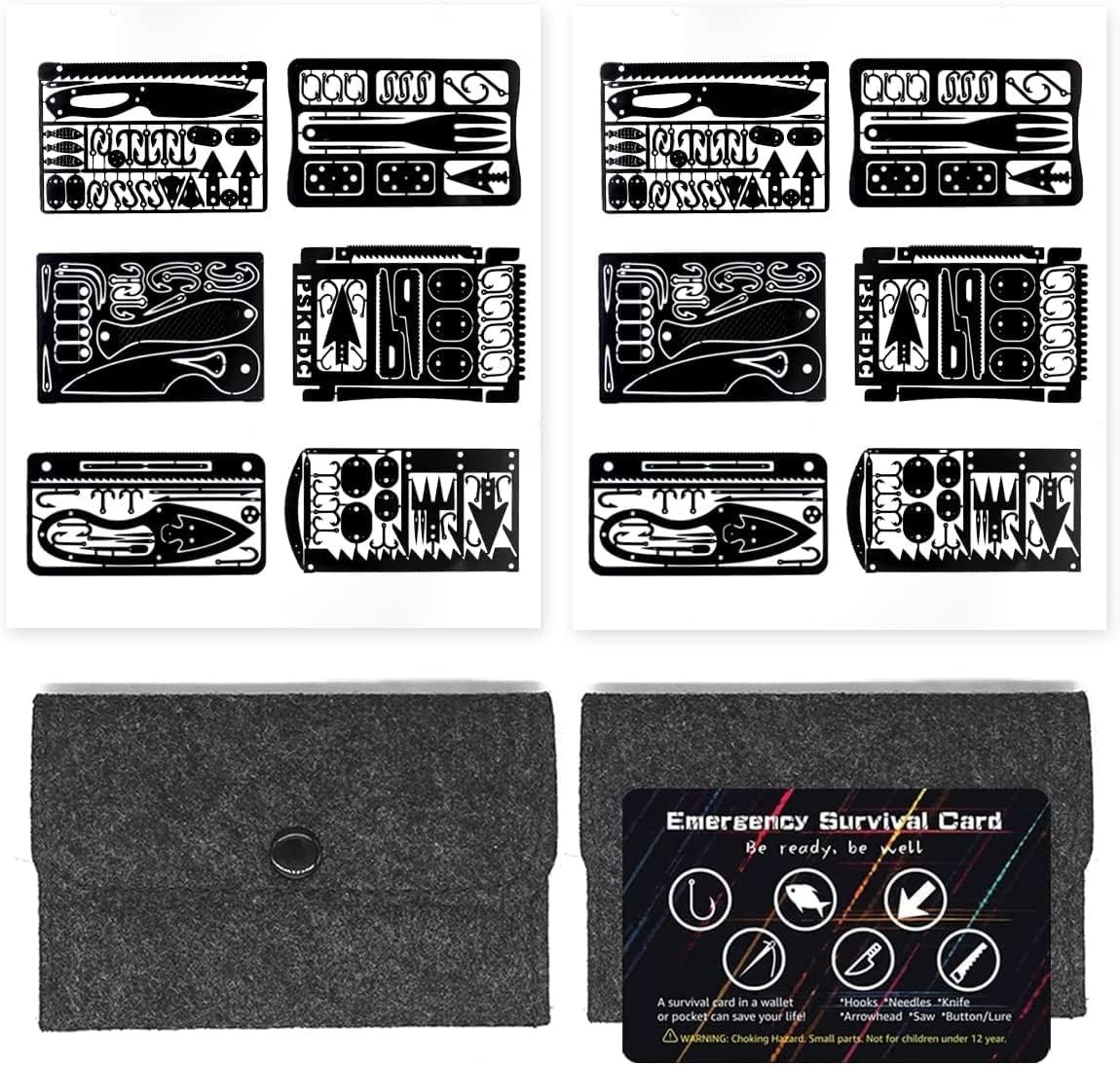 12 Pcs Survival Multitool Card Emergency Camping Tool EDC Kit in Your Wallet ...