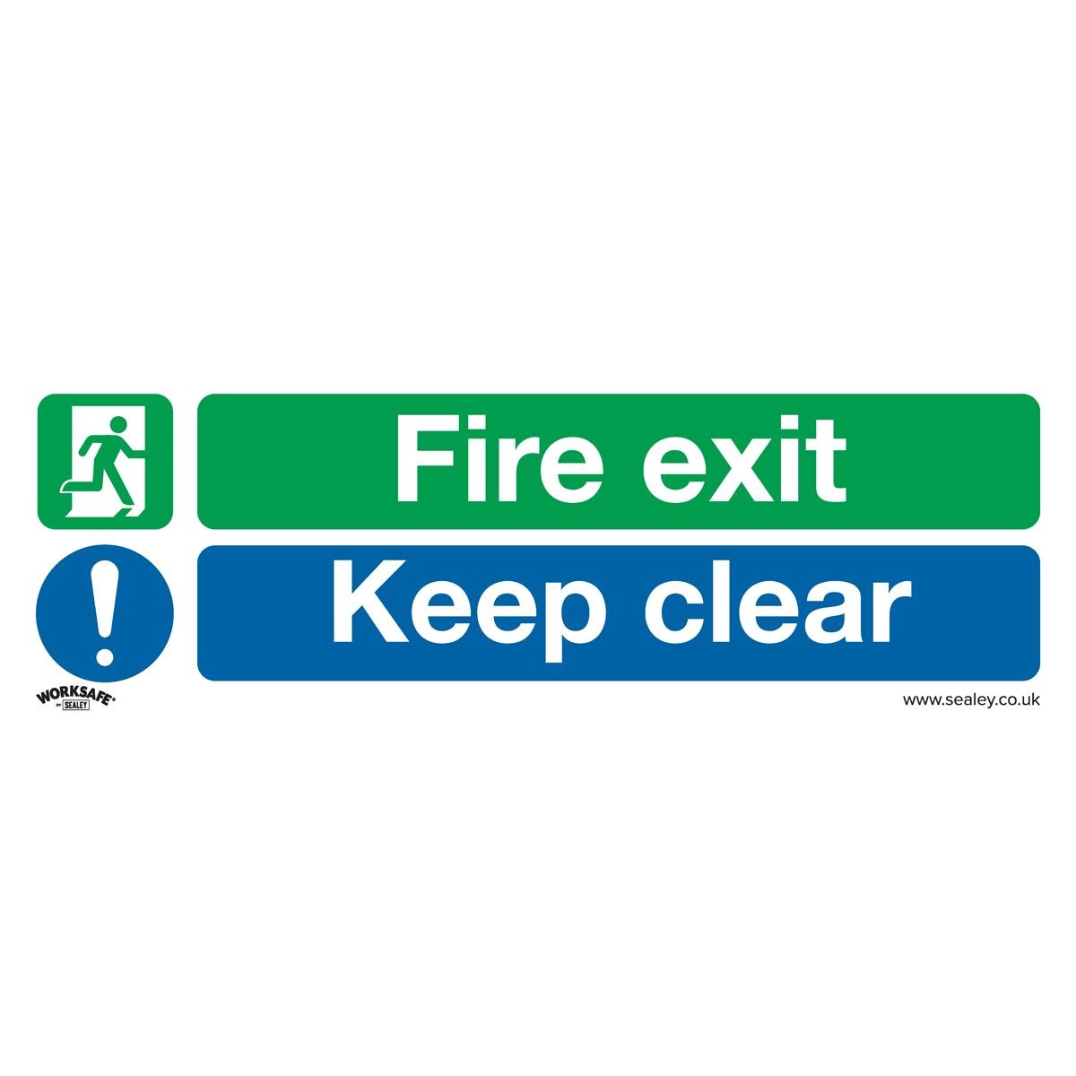 Sealey Safe Conditions Safety Sign - Fire Exit Keep Clear - Rigid Plastic - Pack