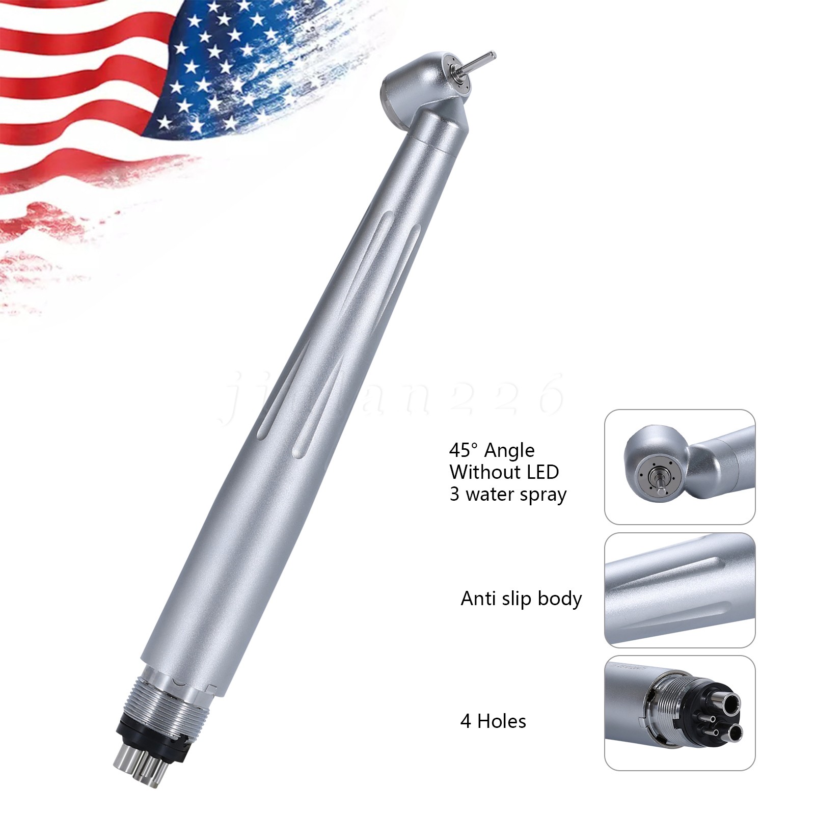Dental Handpiece High Speed Push Button STANDARD 45° HEAD 4-Hole