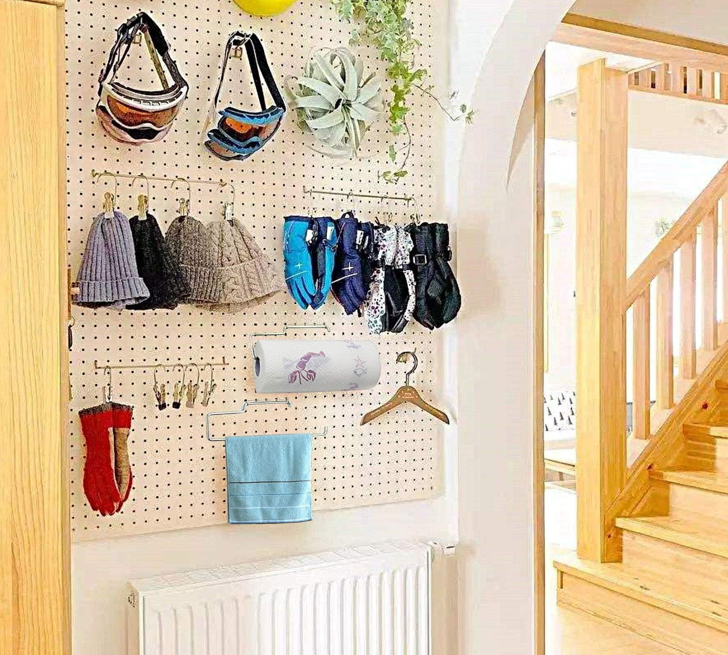 2 Pack Stainless Steel Pegboard Paper Towel Holder | Pegboard Hooks | Pegboard A