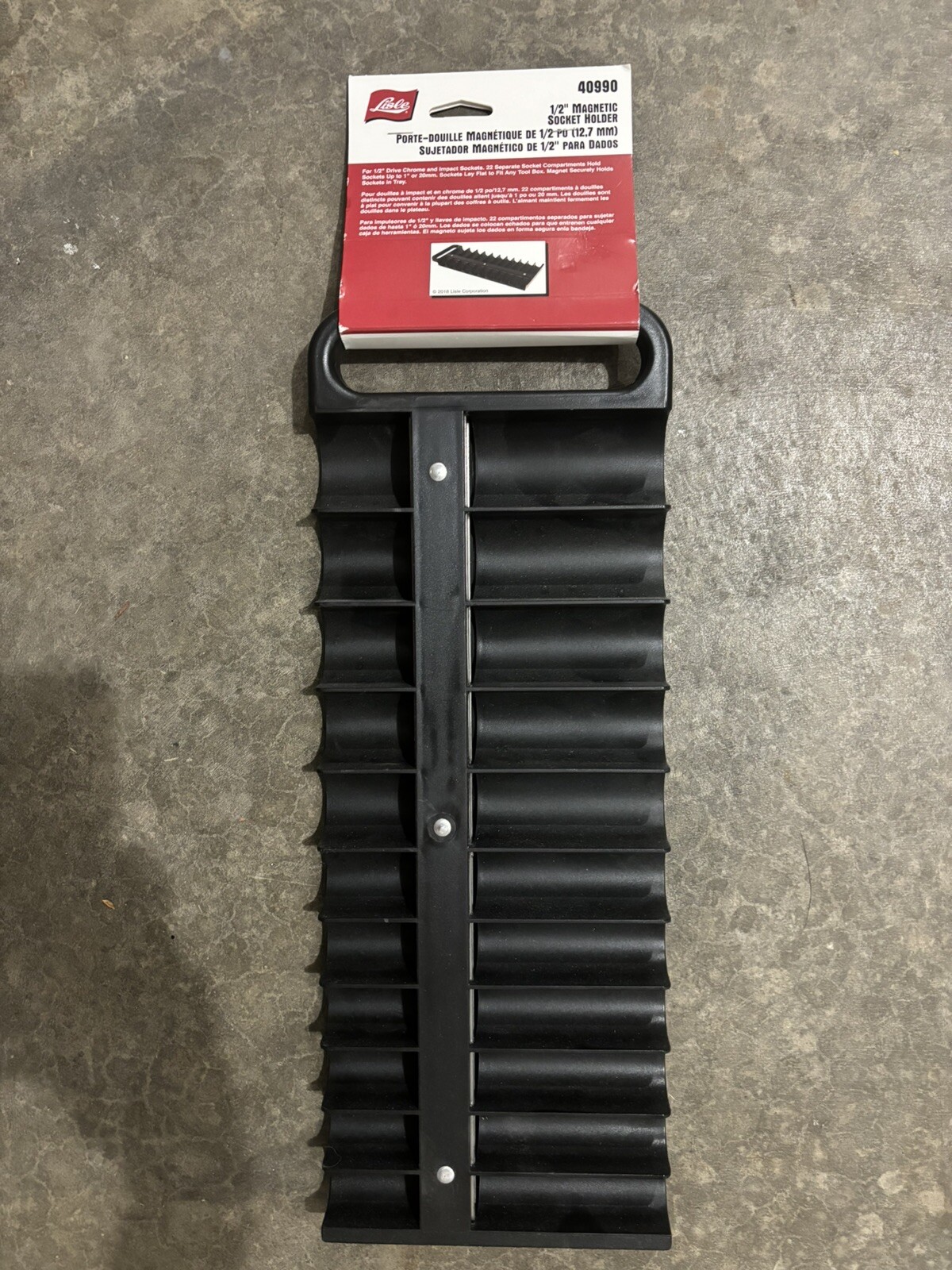 Lisle Magnetic 1/2” Drive Socket Organizer - 40990 BLACK - NEW!