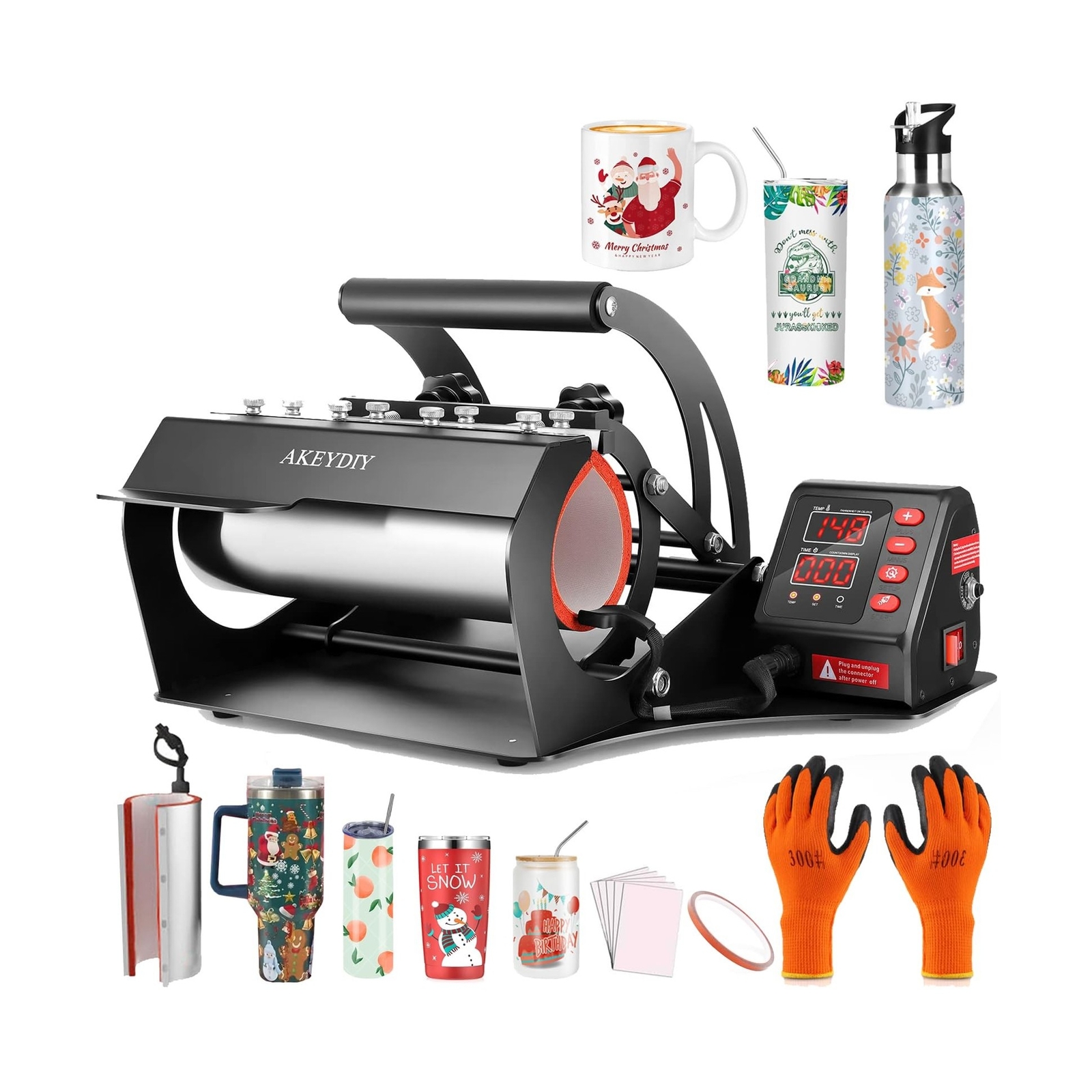 AKEYDIY Tumbler Heat Press 30oz 20oz 16oz Sublimation Tumblers Press Straight...