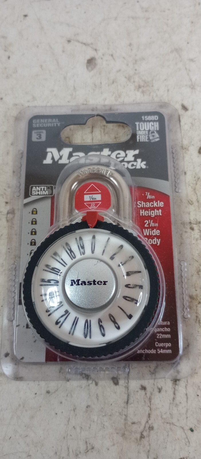 MASTER 1588D LARGE MAGNIFIED NUMBER COMBINATION LOCKER PADLOCK SILVER
