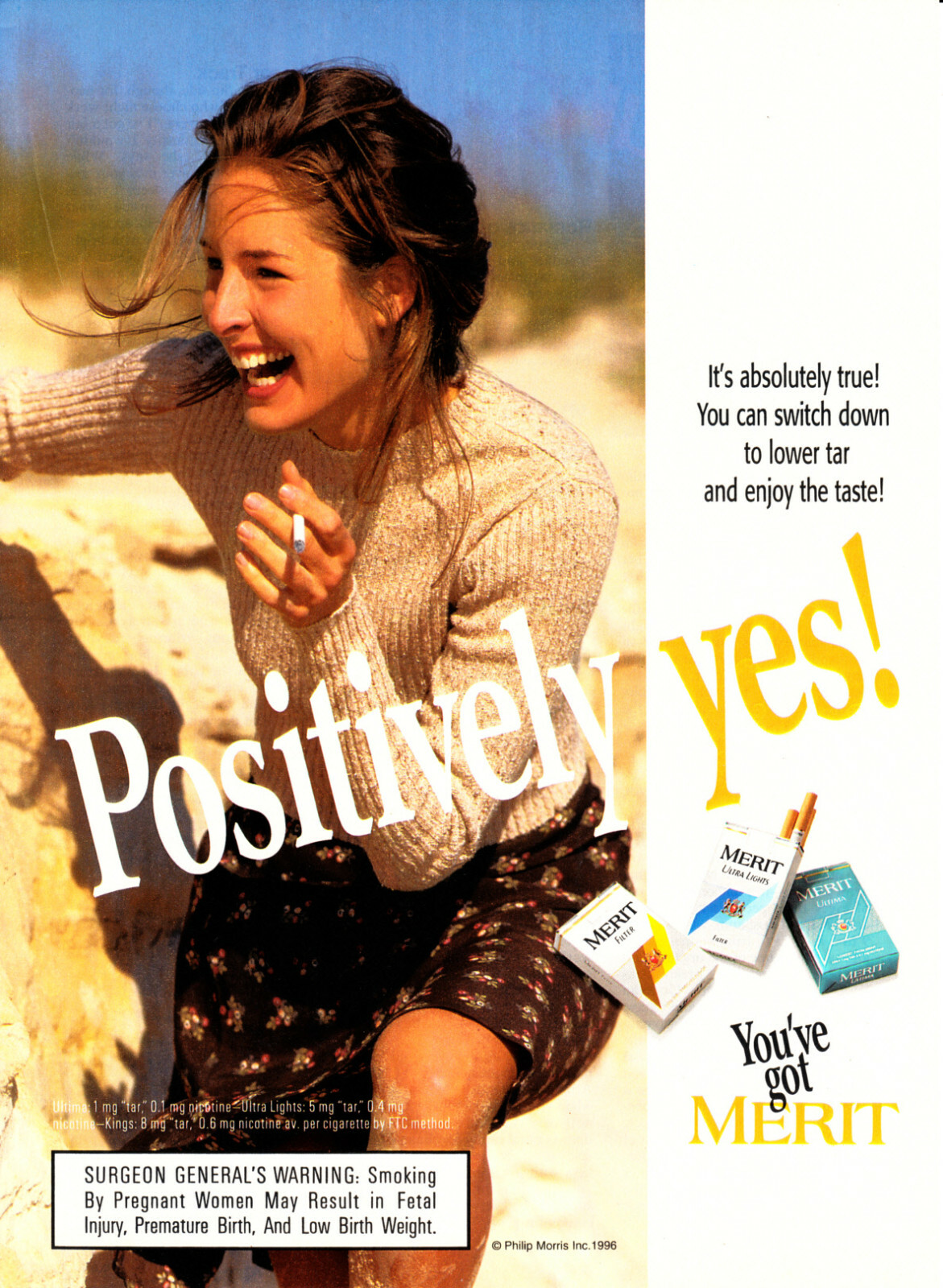 MERIT CIGARETTE AD #82 RARE 1996 VINTAGE OUT OF PRINT POSITIVELY YES