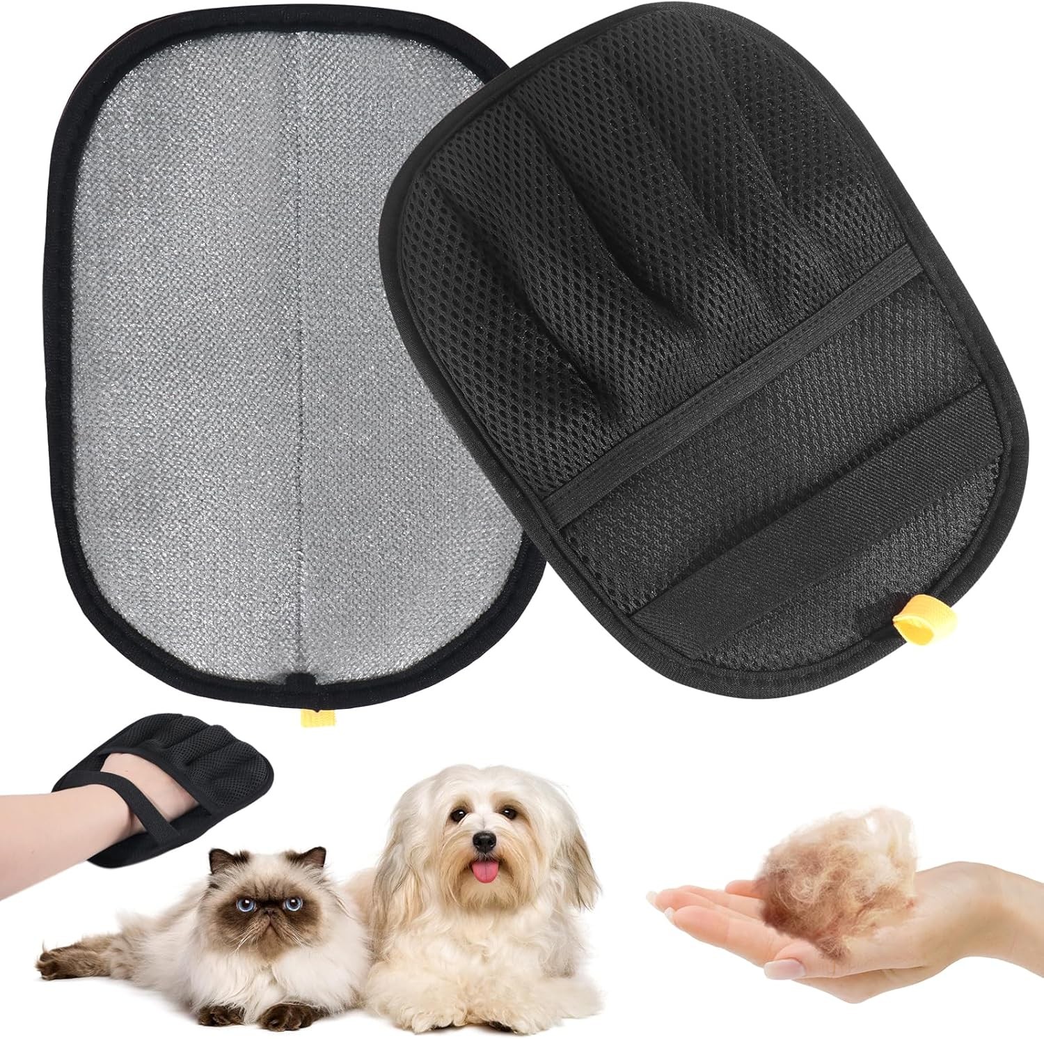 2-Pack Pet Hair Remover Gloves -great Grooming Gloves for Dogs & Cats,.