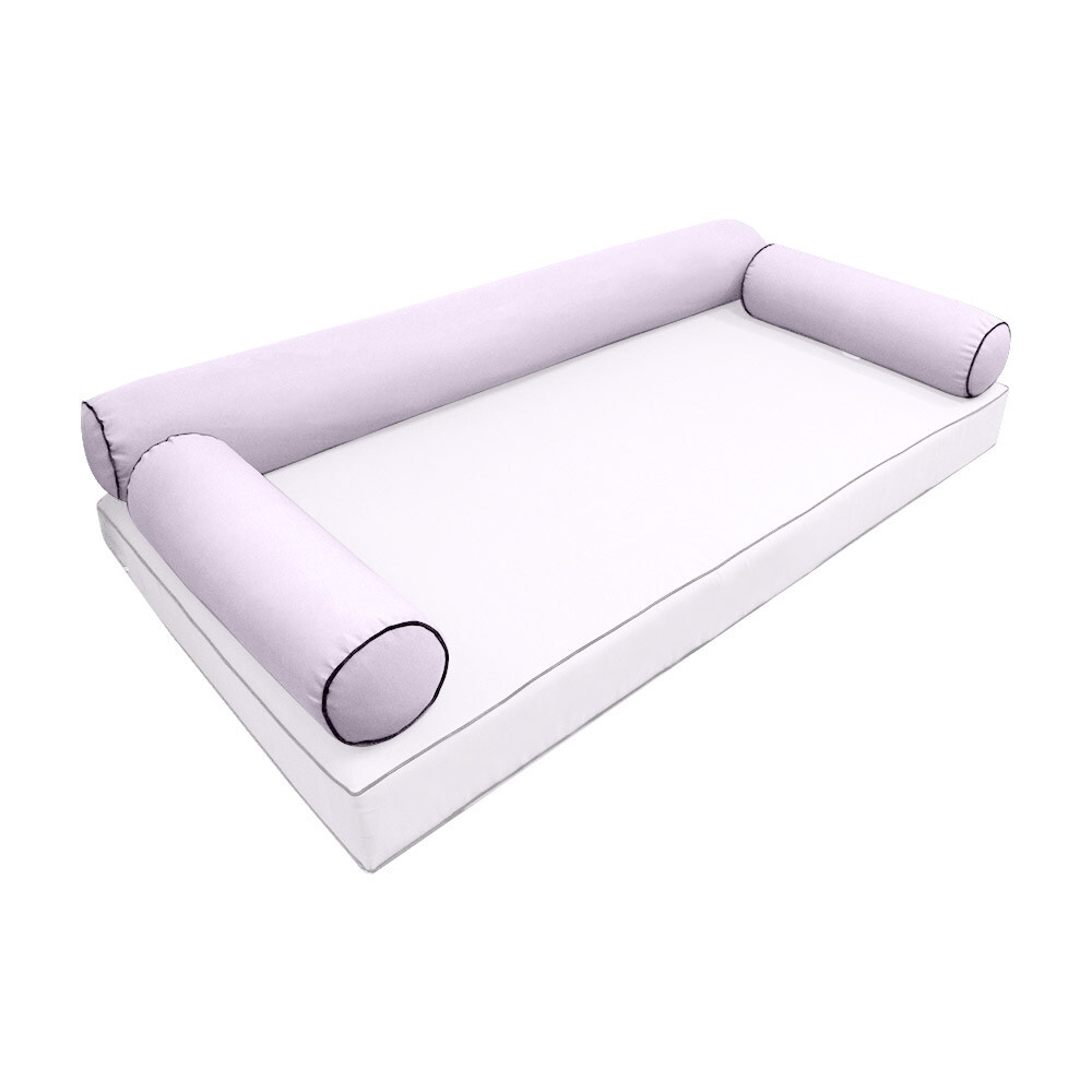 *COVER ONLY* Style6 Twin Size 73"x8" Contrast Piped Trim Bolster Slipcover AD107