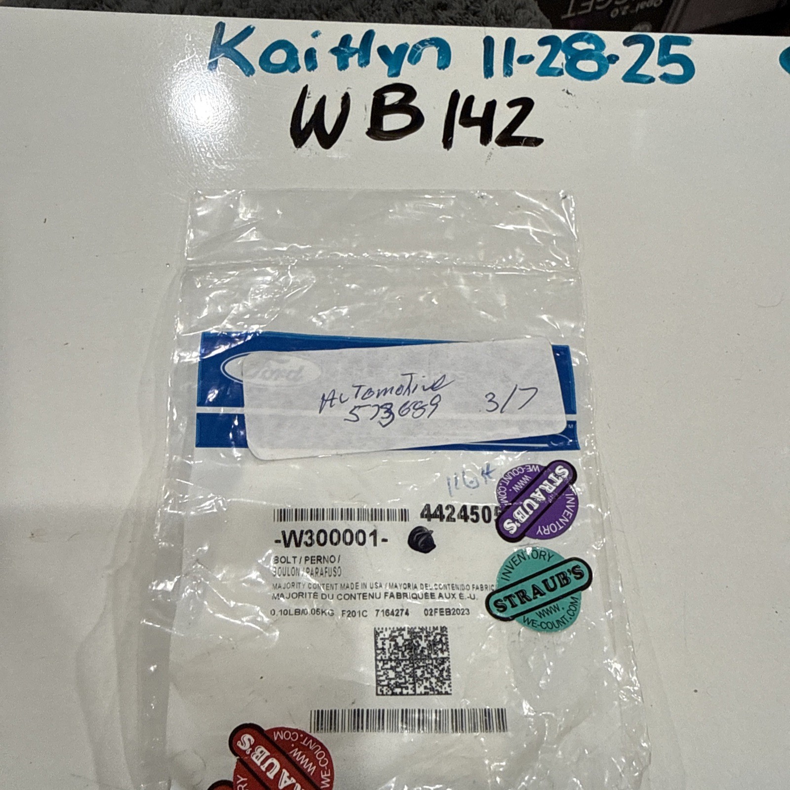 (1) Genuine Ford Pulley Bolt W300001, Sold Individually. Made In USA