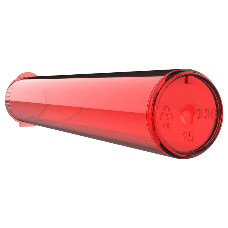 20PC | 109mm Pop Top Tubes - Tamper Resistant, King/Full Size (Transparent Red)