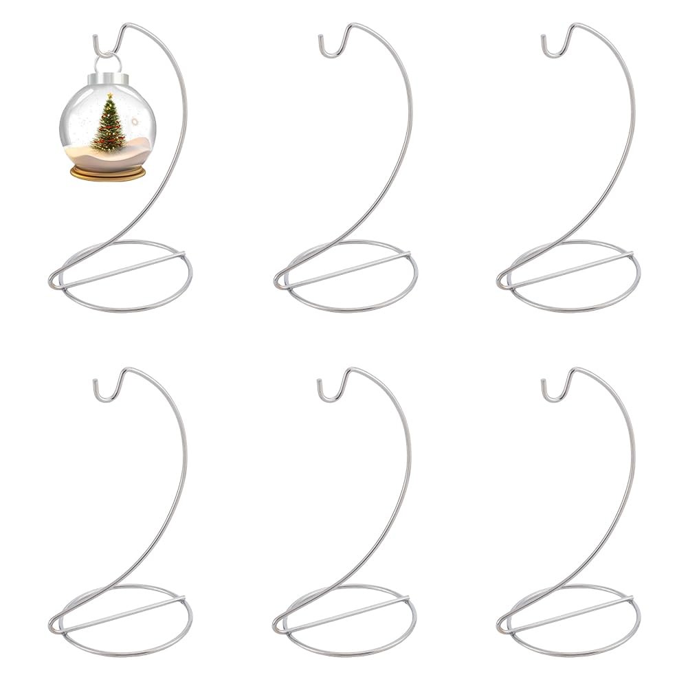 6PCS Ornament Display Stand Holder Silver Iron Hanging Hook Rack for Baubles ...
