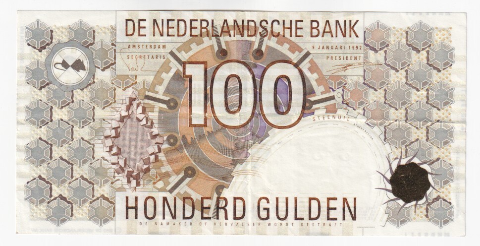 Netherlands 100 Gulden Banknote (1992) P.101 - VF+