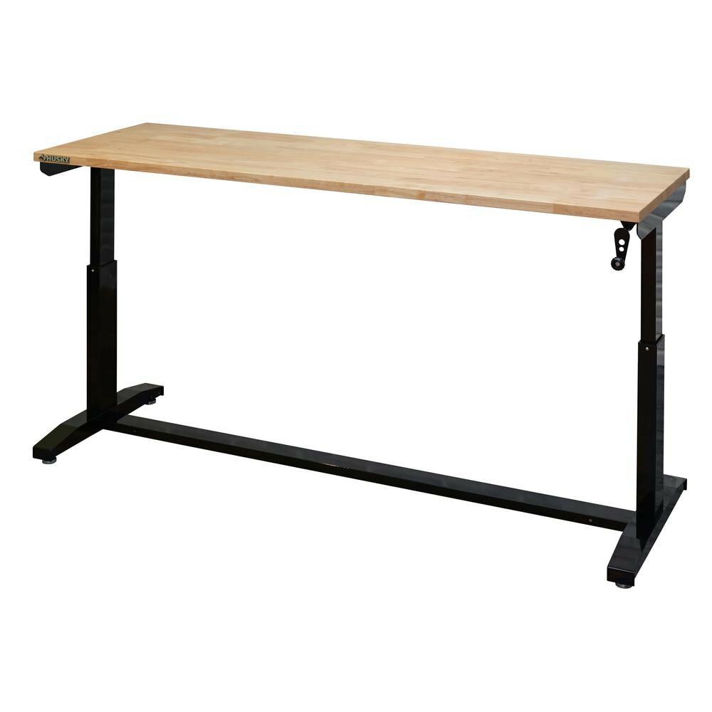 Work Table Black 72 in. Adjustable Height Steel Industrial