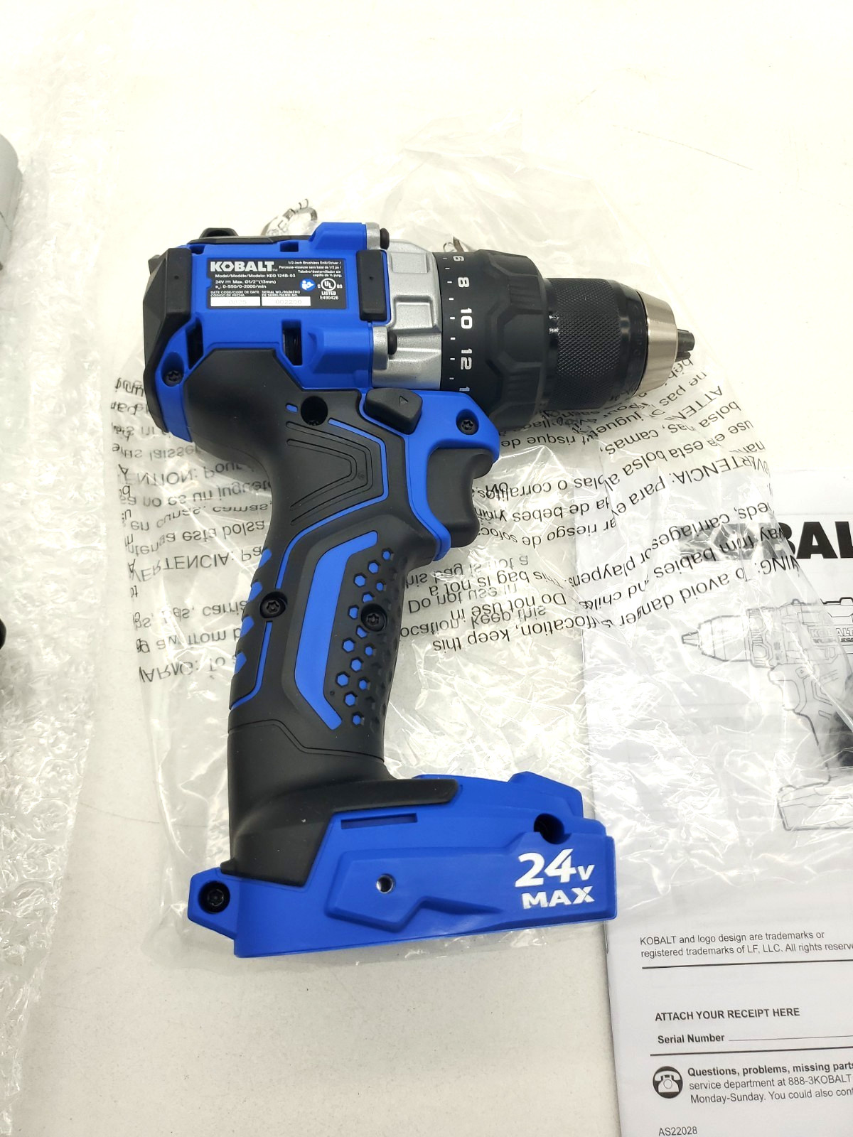Kobalt 24V Keyless Brushless 1/2" Drill Driver KDD125B-03