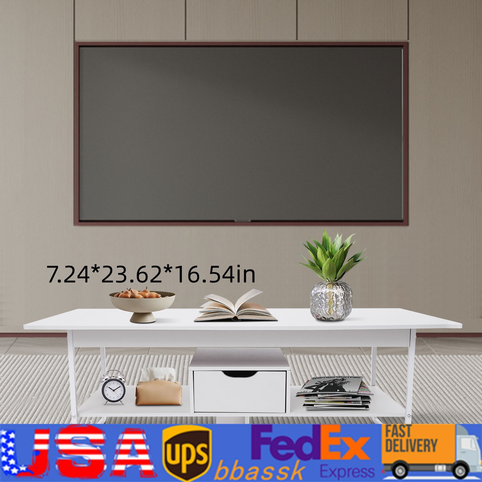 Modern Coffee Table Rectangular Coffee Table Living Room Tea Table 120*60*42cm