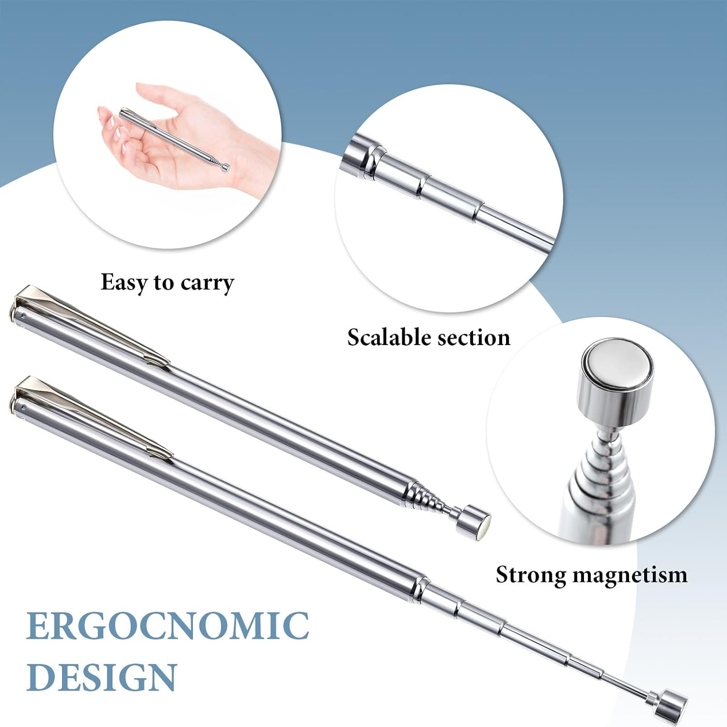 2Pc Telescoping Magnetic Pickup Tool 25" Extendable Magnet Grabber Stick