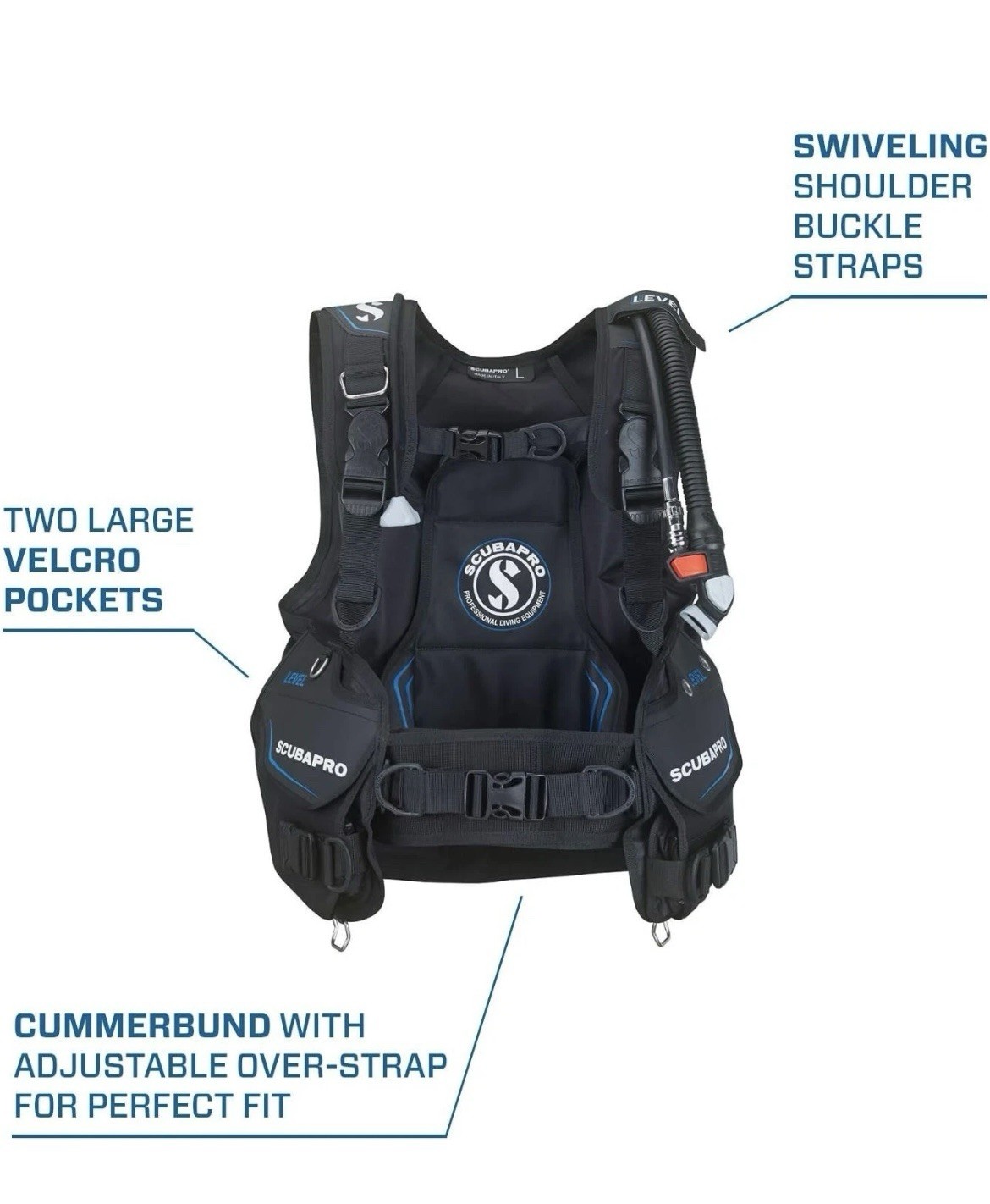 SCUBAPRO Level BCD with AIR 2 Inflator Secondary Regulator / Octo Combo, Medium