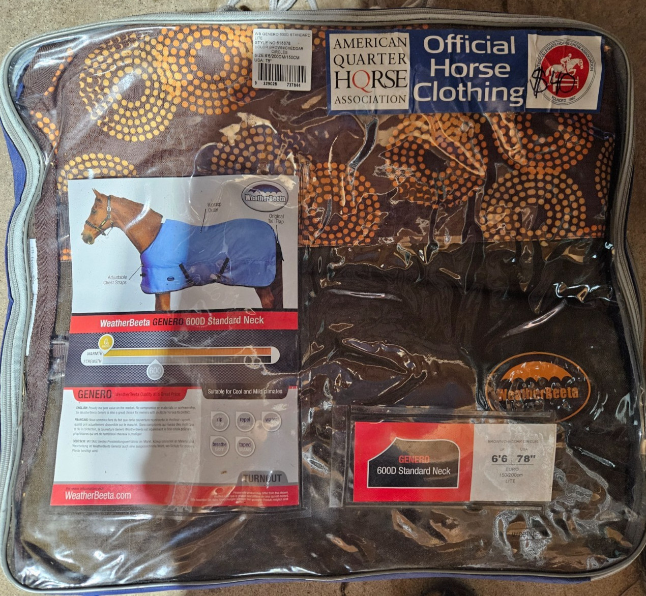 WeatherBeeta Genero 600 Horse Blanket 78 inches