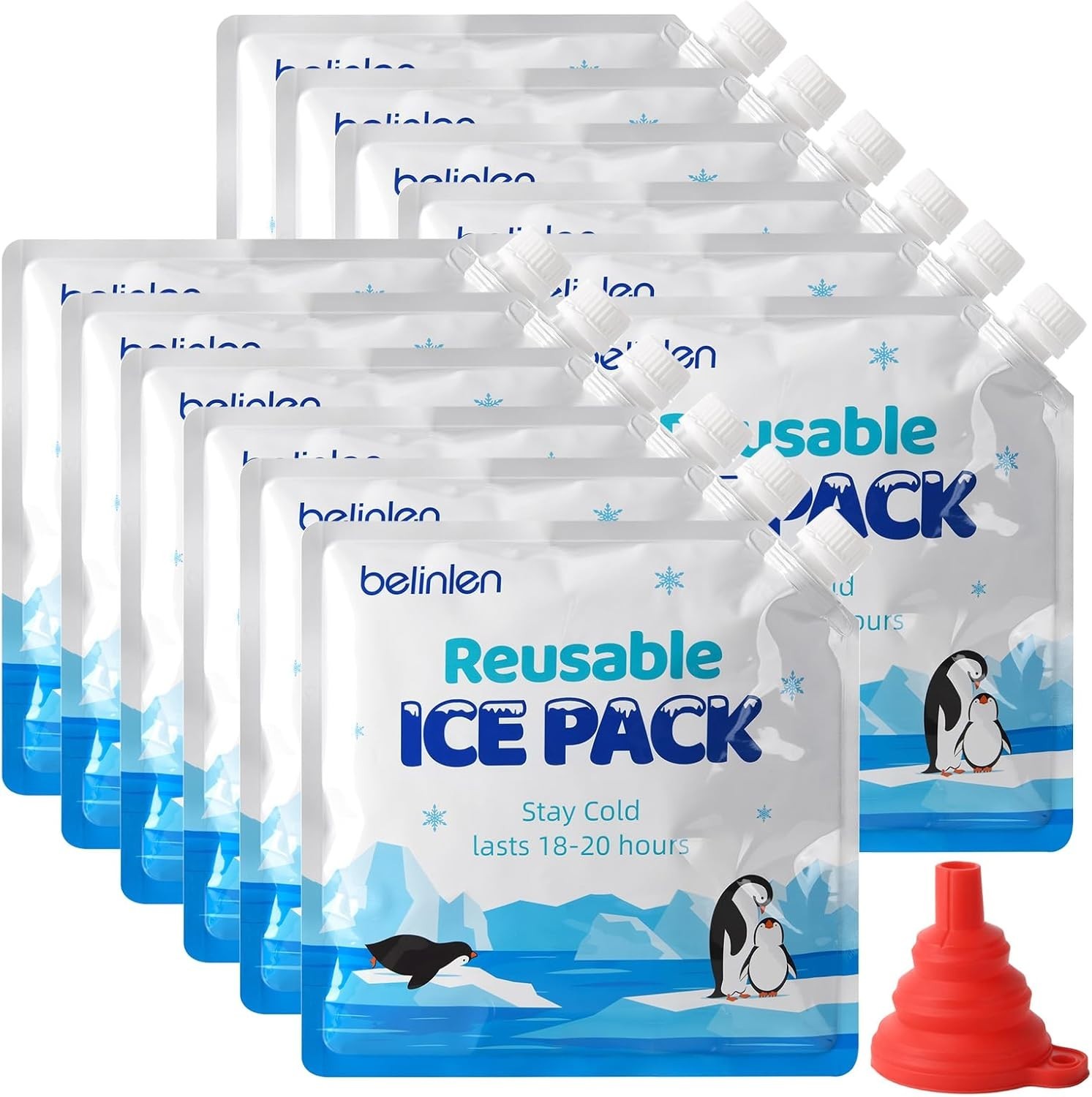 12 Pack Cooler Shock Ice Packs for Cooler Reusable 10x10 Inch Long Lasting Co...