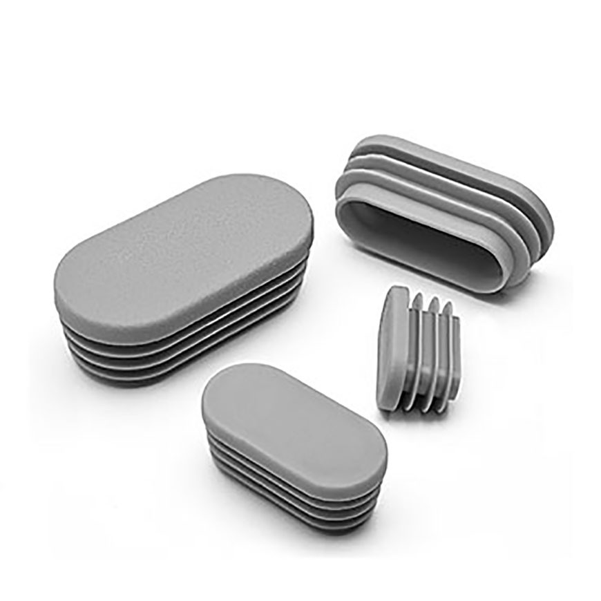 Oval Plastic End Caps For Tubing Blanking Plugs Inserts Furniture Feet / Gray
