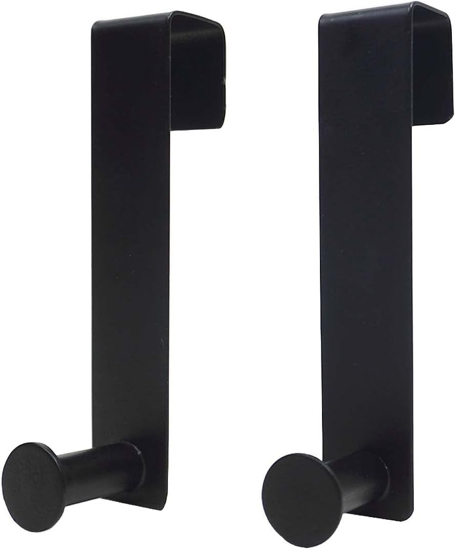 Metal over the Cabinet Door Hooks, 2 Pack, Matte Black, Stainless Steel, Towel H