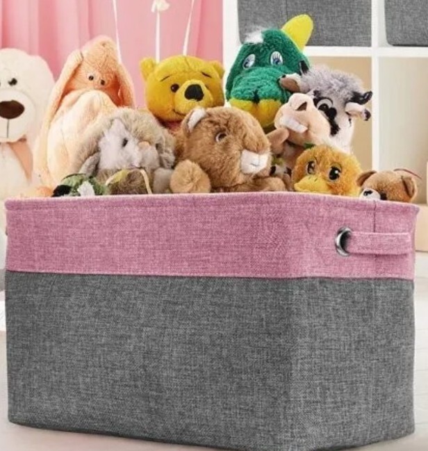 Sorbus ~ Collapsible ~ Storage Basket w/Handles ~ 15 x 10.75 x 9.5 ~ PINK Twill