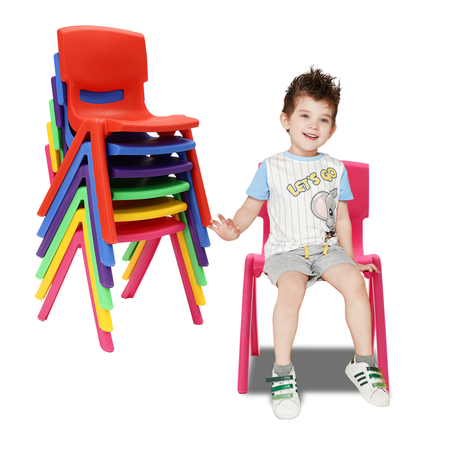6Pcs Stackable School Chairs, Kids Plastic Stack Chairs, 6 Pcs Classroom Chairs